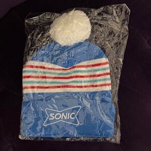 Adult Blue Pom Beanie